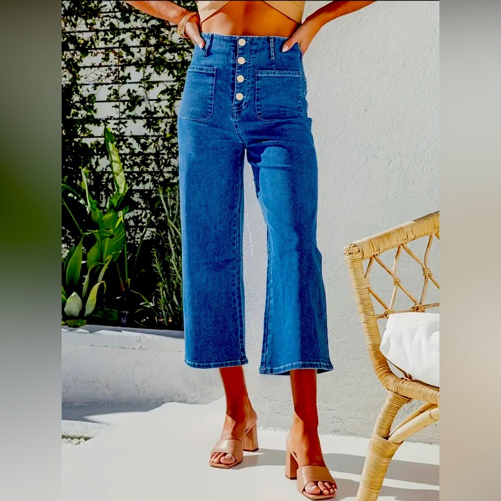 High-Waisted Blue Jeans